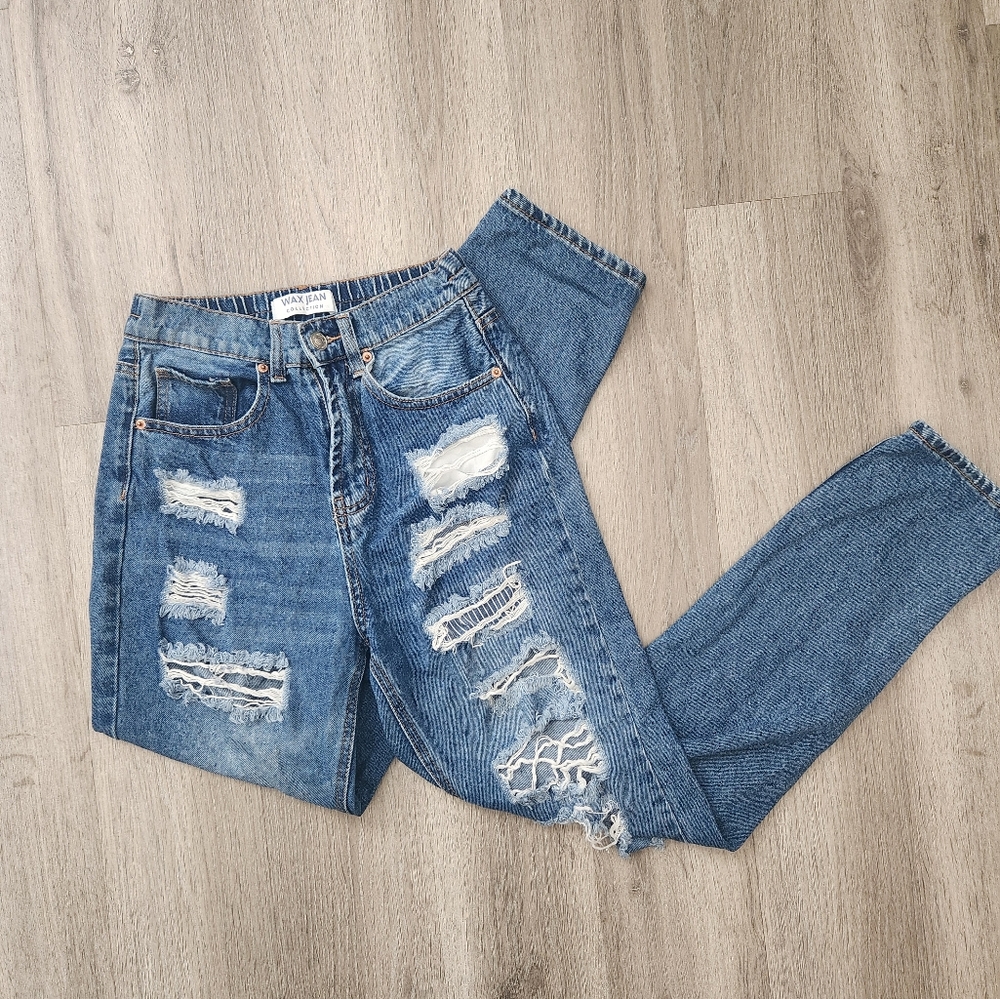 Wax Jean Distressed Blue Jeans